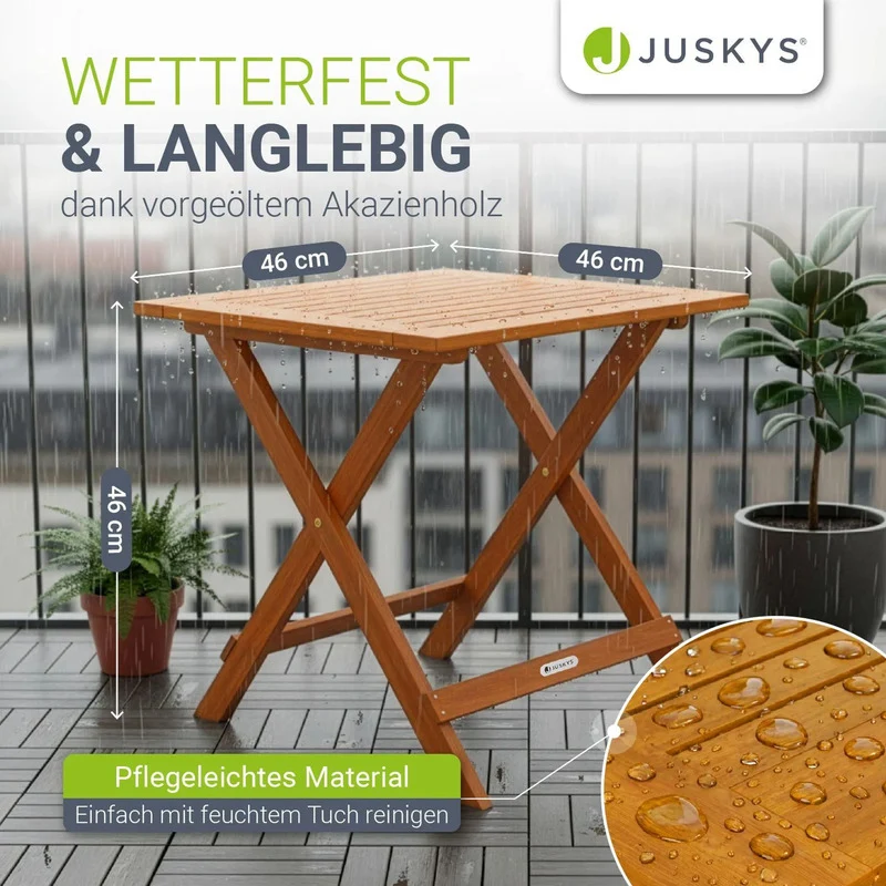 B-Ware Beistelltisch Zadar klappbar Akazienholz wetterfest 46x46x46cm Gartenmöbel natur