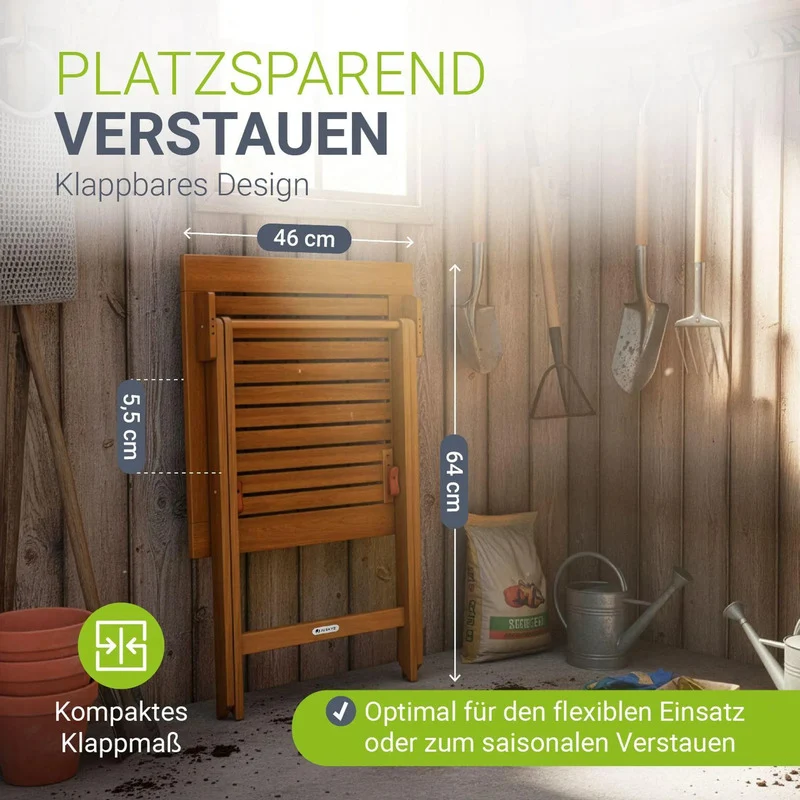 B-Ware Beistelltisch Zadar klappbar Akazienholz wetterfest 46x46x46cm Gartenmöbel natur