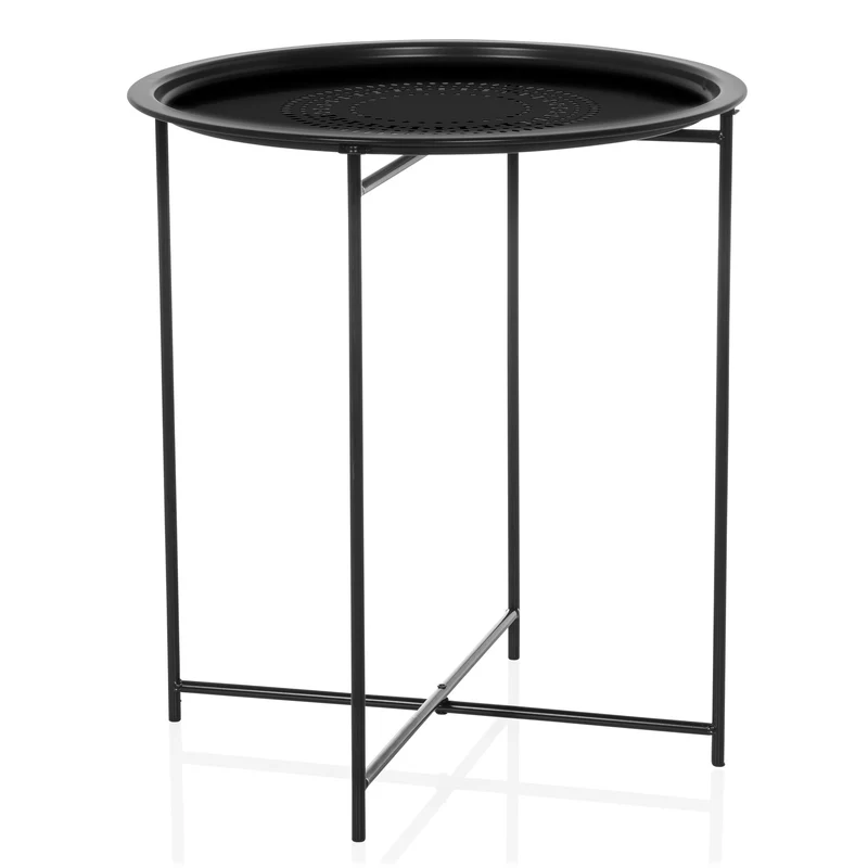 B-Ware hjh LIVING Beistelltisch ALLRUND Sofatisch schwarz Klapptisch stabil und modern