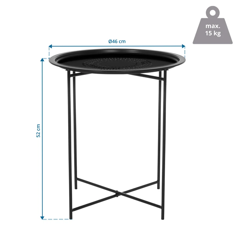 B-Ware hjh LIVING Beistelltisch ALLRUND Sofatisch schwarz Klapptisch stabil und modern