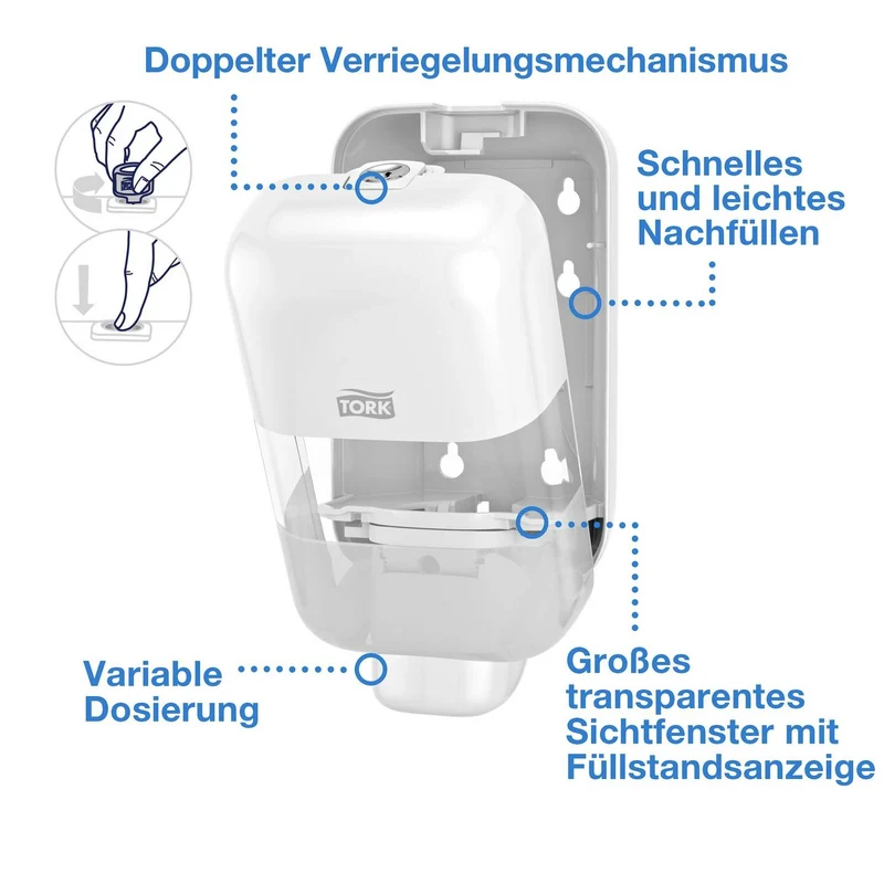 B-Ware Tork Seifenspender Spender Mini S5 Weiß Kunststoff Wandmontage Flüssigseife Gel