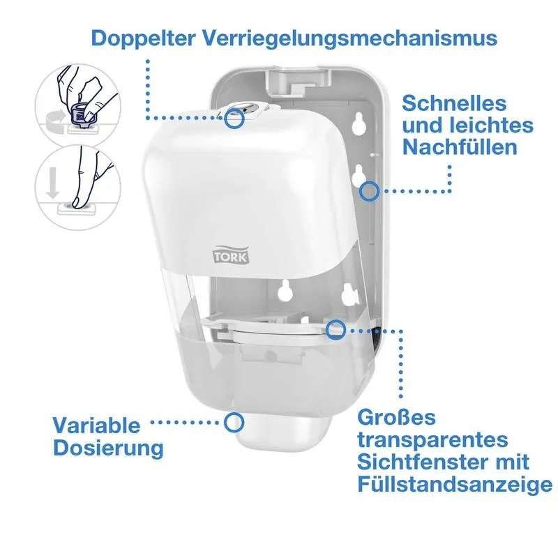 B-Ware Tork Seifenspender Spender Mini S5 Weiß Kunststoff Wandmontage Flüssigseife Gel