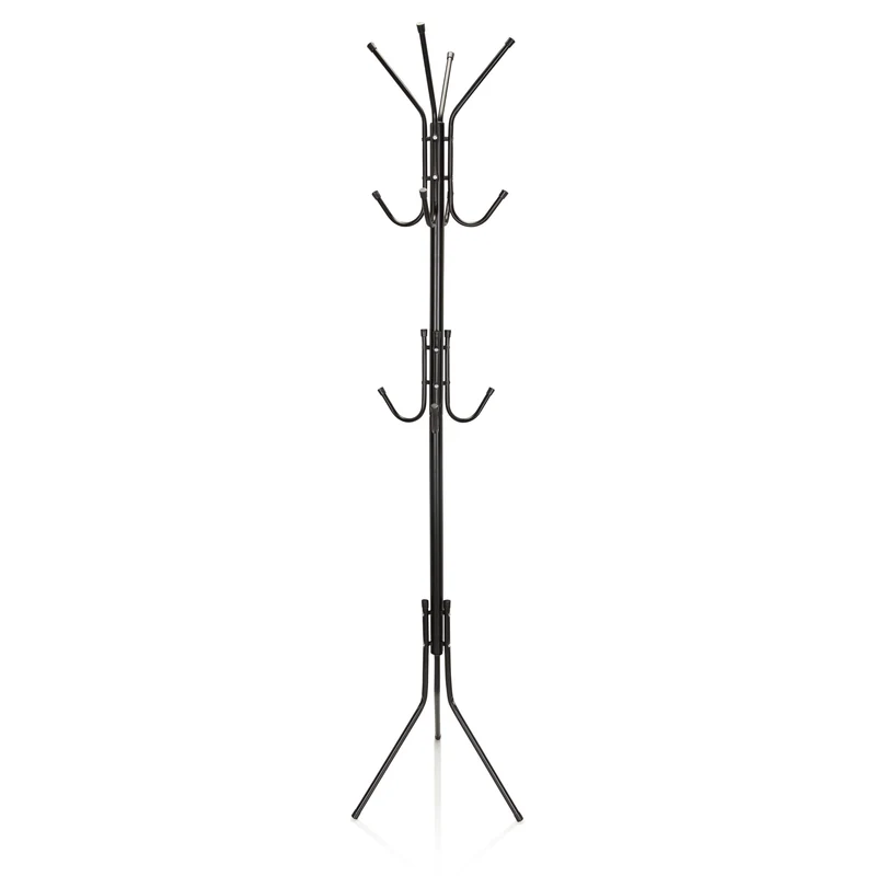 B-Ware hjh OFFICE Garderobenständer Kleiderständer Garderobe schwarz Stahl 11 Haken