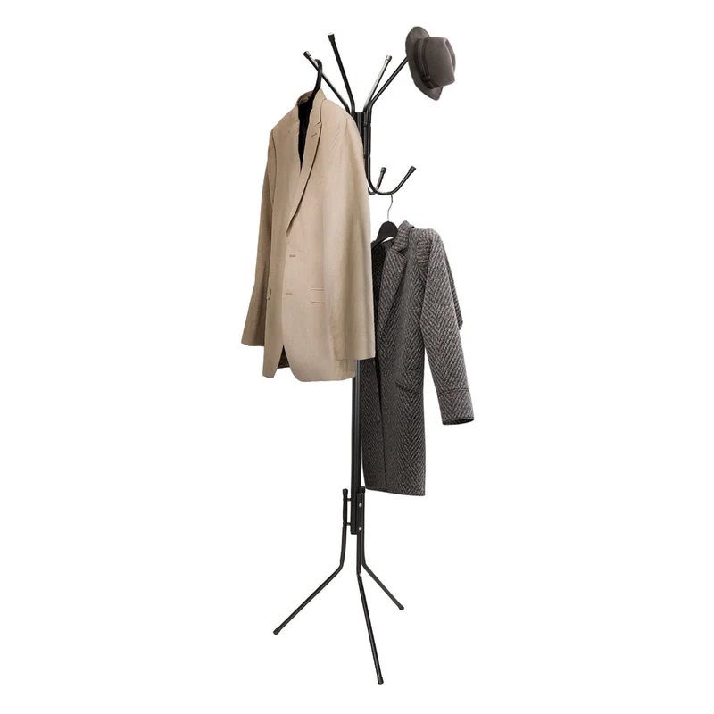 B-Ware hjh OFFICE Garderobenständer Kleiderständer Garderobe schwarz Stahl 11 Haken