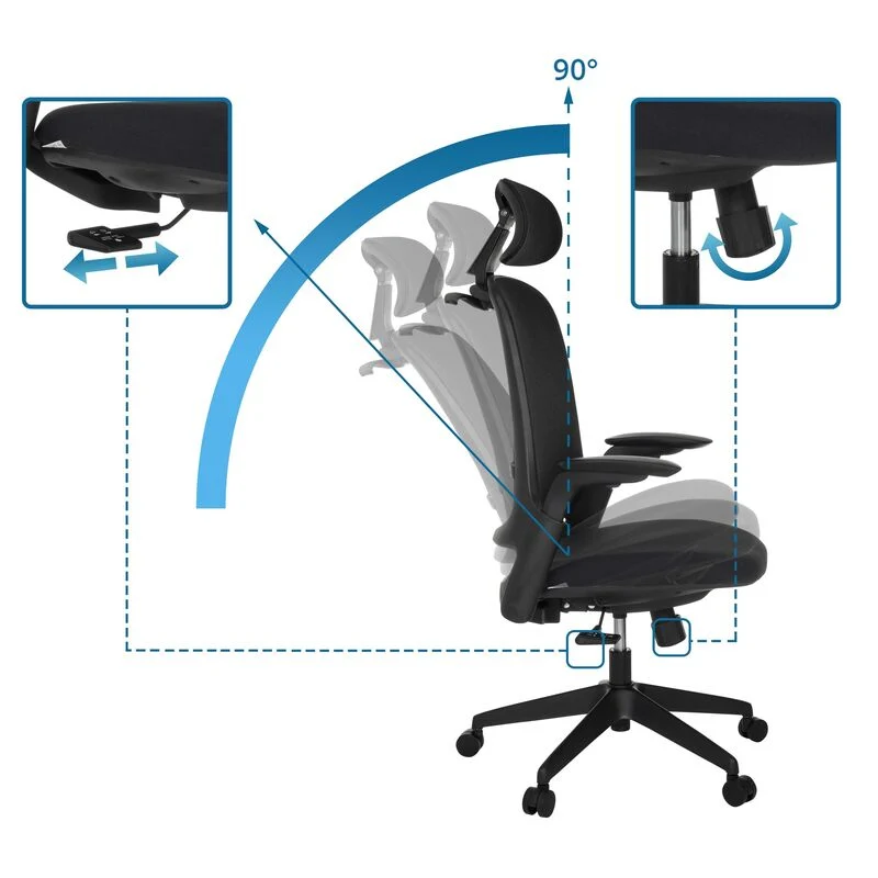 B-Ware hjh OFFICE ARCEO F | Stoff Profi Bürostuhl Drehstuhl Schreibtischstuhl Schwarz
