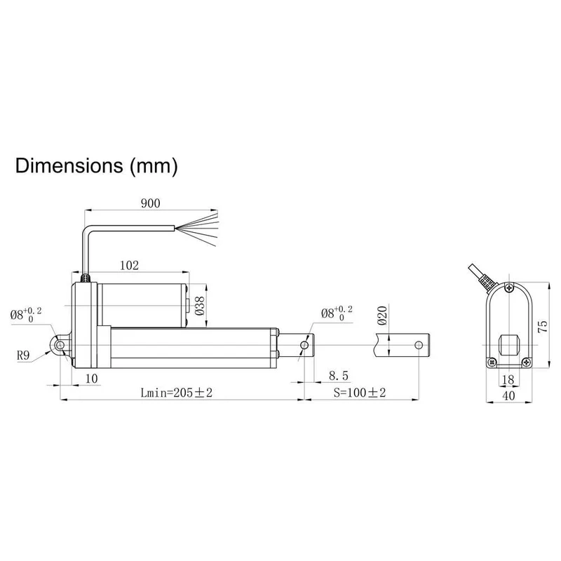 B-Ware TRU COMPONENTS Elektrozylinder Linearantrieb TC24-100-1000P 100mm 1000N 24V/DC