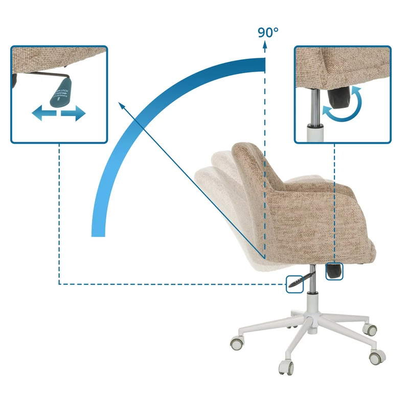 B-Ware hjh LIVING Bürostuhl Drehstuhl Home Office beige Bouclé Stoff höhenverstell649