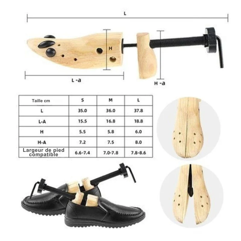 Élargisseur de chaussures FlexWood pour confort ajusté