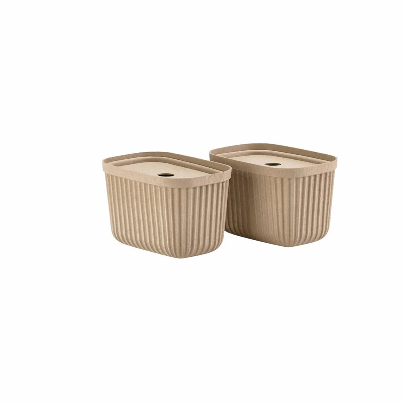 Zone Denmark Aufbewahrungsbox Pulp Natural Brown 2er Set, Papiermasse, Braun, 23 x 15 cm, 31766