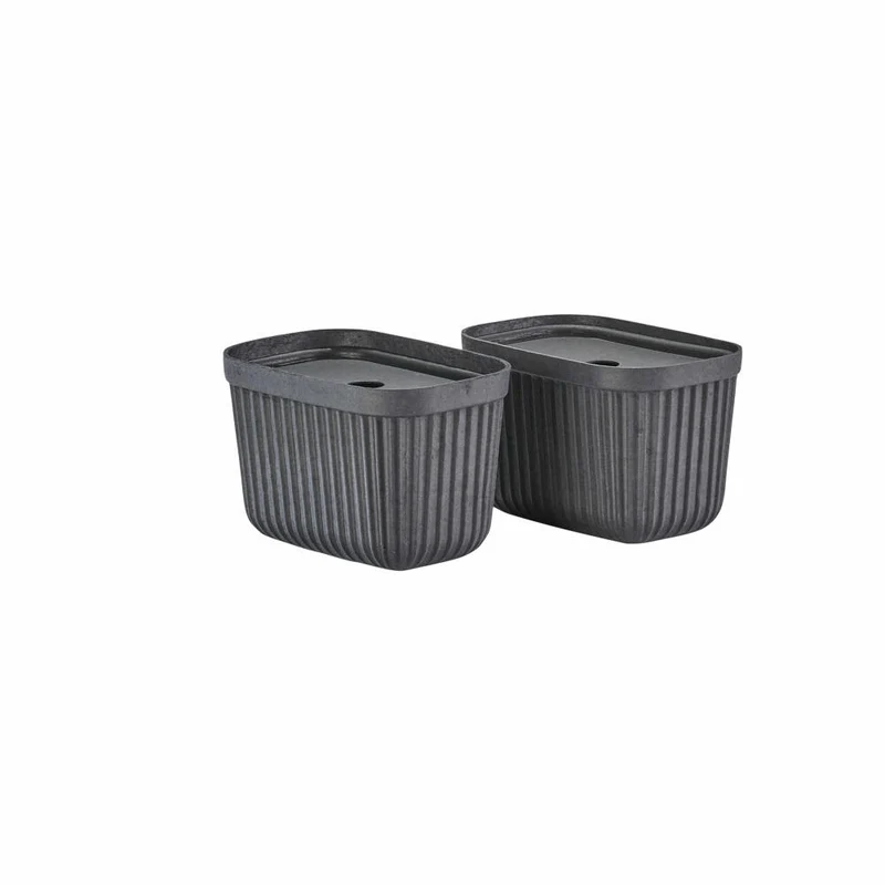 Zone Denmark Aufbewahrungsbox Pulp Black 2er Set, Pflanzenmasse, Schwarz, 23 x 15 cm, 31770