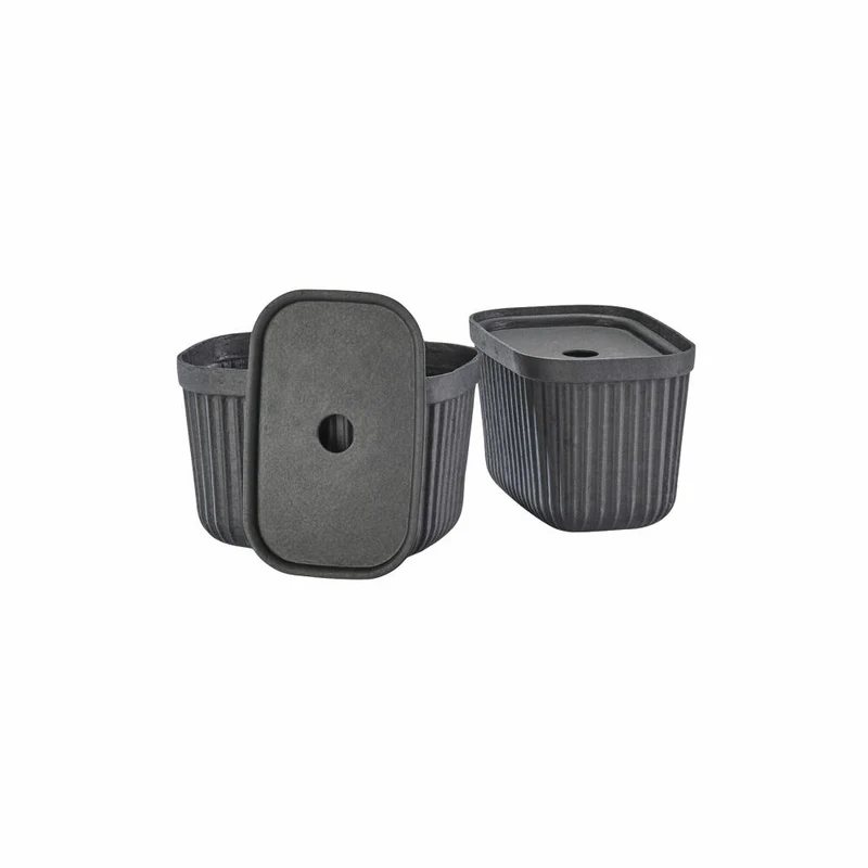 Zone Denmark Aufbewahrungsbox Pulp Black 2er Set, Pflanzenmasse, Schwarz, 23 x 15 cm, 31770