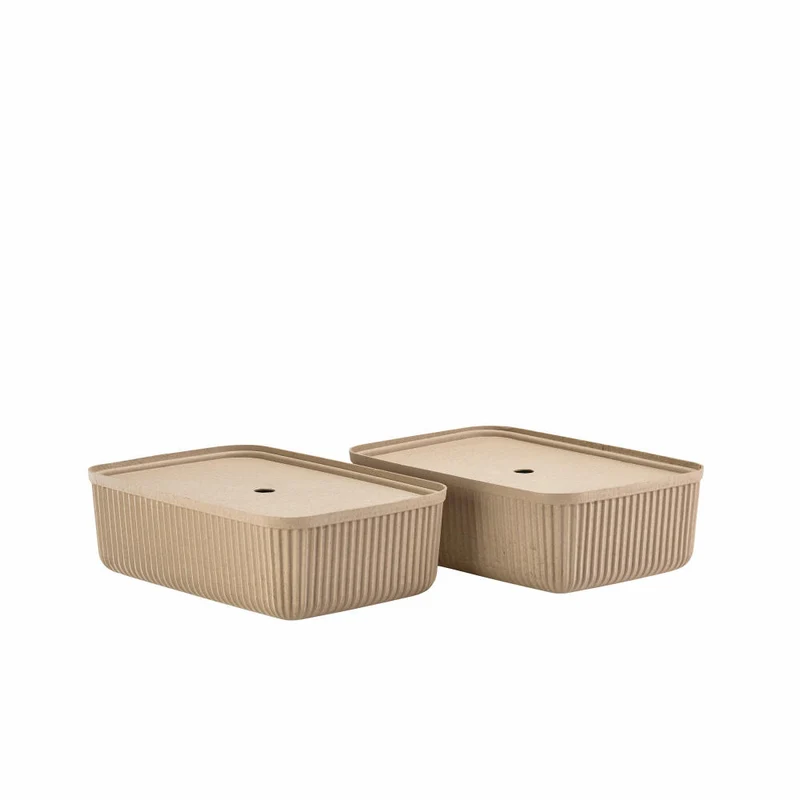 Zone Denmark Aufbewahrungsbox Pulp Natural Brown 2er Set, Papiermasse, Braun, 48 x 32 cm, 31776