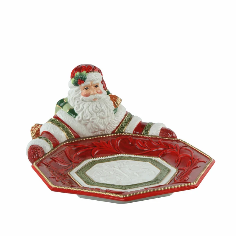 Goebel Schale Santa präsentiert, Fitz & Floyd, Dekoschale, Steingut, Bunt, 16.5 cm, 51001731