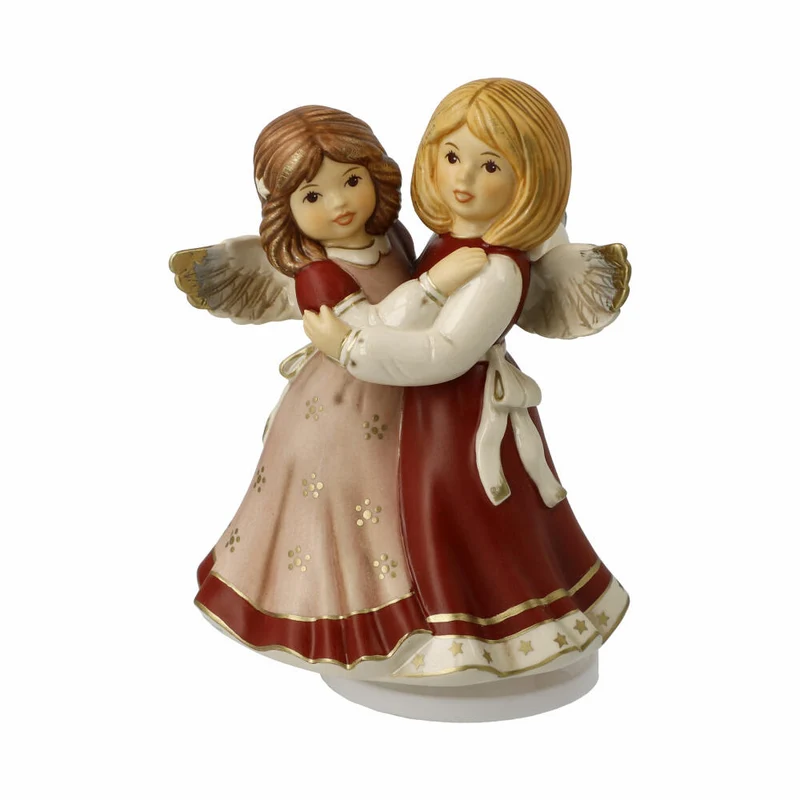 Goebel Engel Fröhliche Weihnachten, mit Musikwerk, Steingut, Bordeaux, 16 cm, 41686291