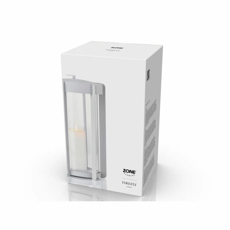 Zone Denmark Laterne Firefly Soft Grey, Windlicht, Stahl, Grau, 35 cm, 32316