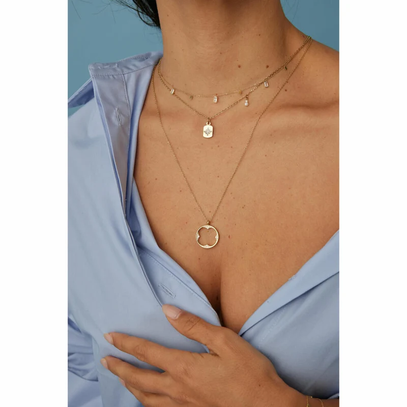 Leonardo Jewels Halskette 42 gold Liora CIAO, Kette, Schmuckkette, Modeschmuck, Edelstahl IP gold, Glassteine, 024458