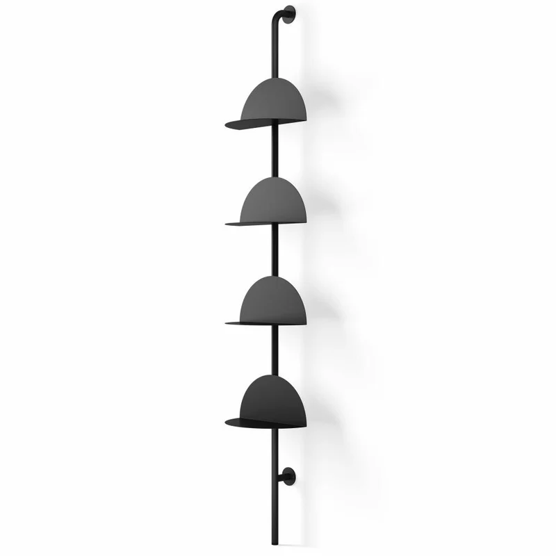 Umbra Wandregal Solis mit 4 Ablagen, Stahl, Schwarz, 204 cm, 1021262-040