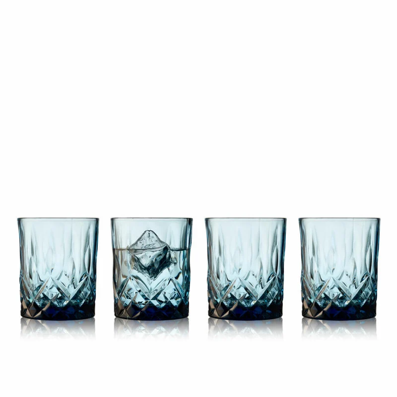 Lyngby Glas Whiskyglas Sorrento 4er Set, Tumbler, Glas, Blau, 320 ml, 31478