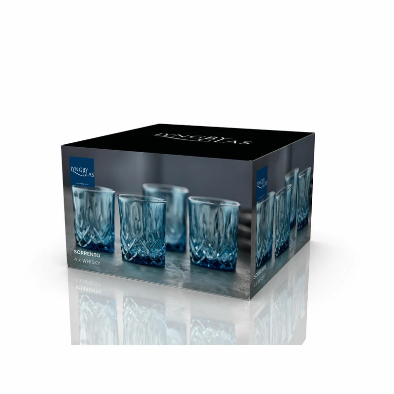Lyngby Glas Whiskyglas Sorrento 4er Set, Tumbler, Glas, Blau, 320 ml, 31478