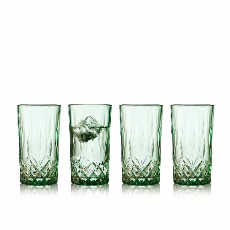 Lyngby Glas Highball-Glas Sorrento 4er Set, Longdrinkgläser, Glas, Grün, 380 ml, 31481