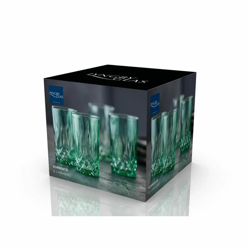 Lyngby Glas Highball-Glas Sorrento 4er Set, Longdrinkgläser, Glas, Grün, 380 ml, 31481