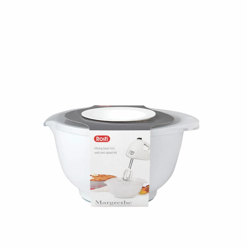 Rosti Schüssel Margrethe New mit Spritzschutzdeckel, Durostima, Weiß, 3 L, 29919