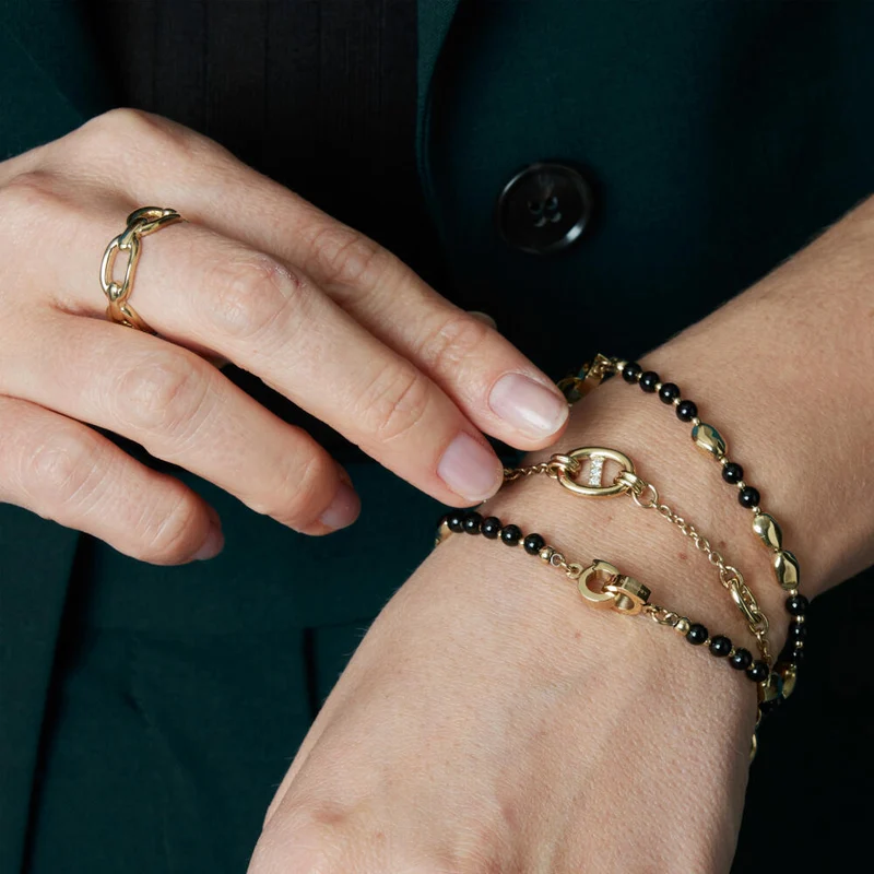 Leonardo Jewels Armband gold Herma, Schmuckarmband, Armkette, Modeschmuck, Edelstahl, Glas, Zirkonia, 024297