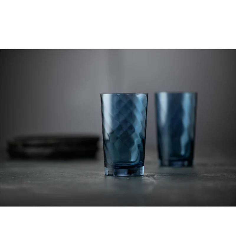 Lyngby Glas Highball-Glas Vienna 4er Set, Longdrinkgläser, Glas, Blau, 450 ml, 31720