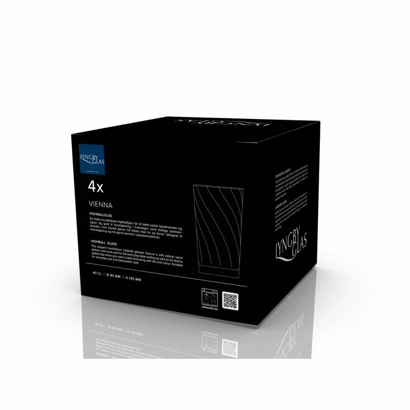 Lyngby Glas Highball-Glas Vienna 4er Set, Longdrinkgläser, Glas, Blau, 450 ml, 31720