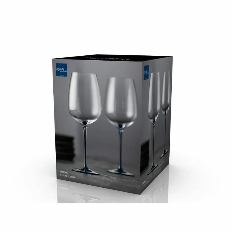 Lyngby Glas Weinglas Vienna 4er Set, Stielgläser, Glas, Blau, 530 ml, 31726