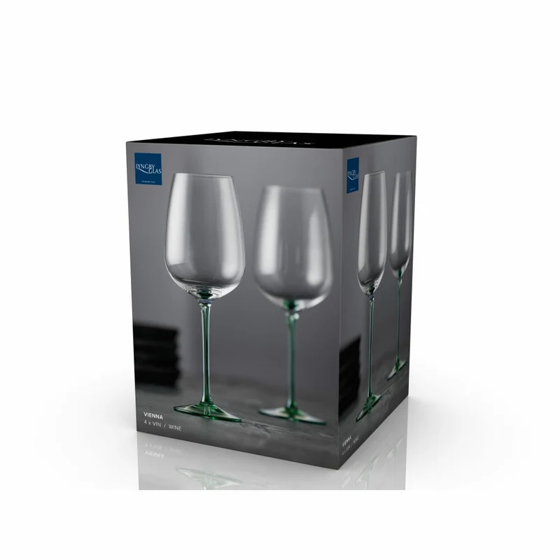Lyngby Glas Weinglas Vienna 4er Set, Stielgläser, Glas, Grün, 530 ml, 31727