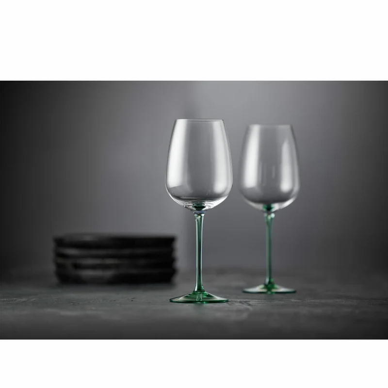 Lyngby Glas Weinglas Vienna 4er Set, Stielgläser, Glas, Grün, 530 ml, 31727