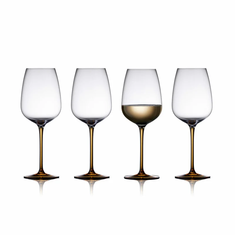 Lyngby Glas Weinglas Vienna Amber 4er Set, Stielgläser, Glas, Braun, 530 ml, 31728