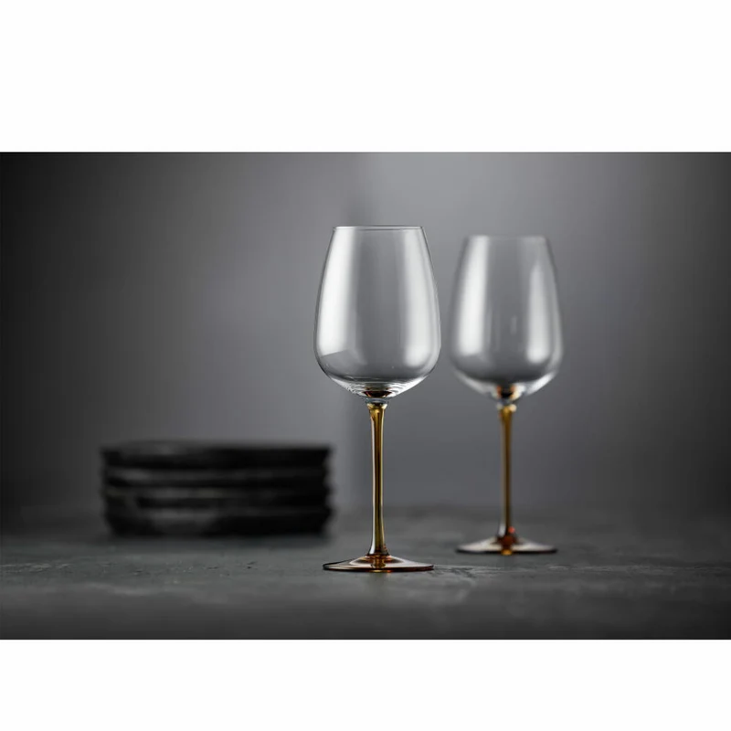 Lyngby Glas Weinglas Vienna Amber 4er Set, Stielgläser, Glas, Braun, 530 ml, 31728