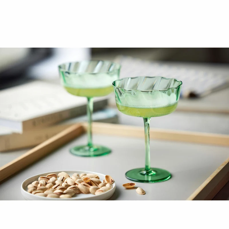 Lyngby Glas Champagner-Schale Vienna 4er Set, Sektschalen, Glas, Grün, 350 ml, 31731