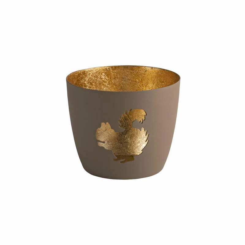 Gift Company Windlicht Madras Eichhörnchen M, Teelichthalter, Kerzenhalter, Eisen, sandstone / Gold, H 8.5 cm, 1101004029