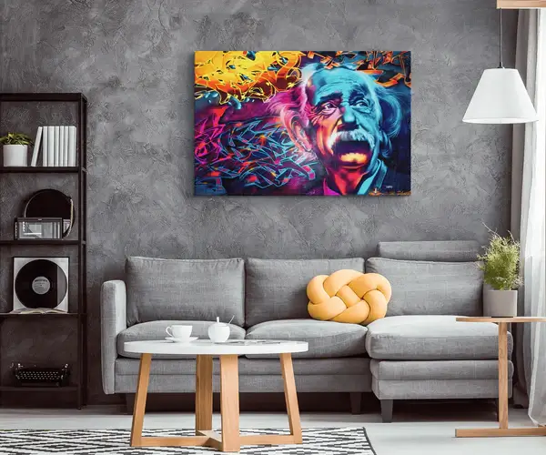 Toile Art Mural Einstein Graffiti - Décoration Unique Salon