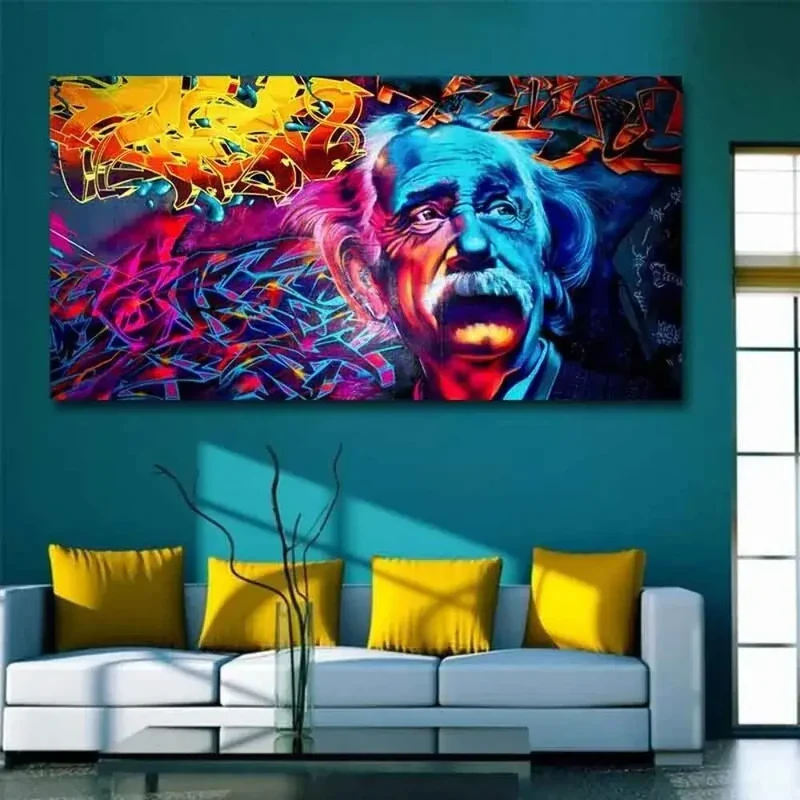 Toile Art Mural Einstein Graffiti - Décoration Unique Salon