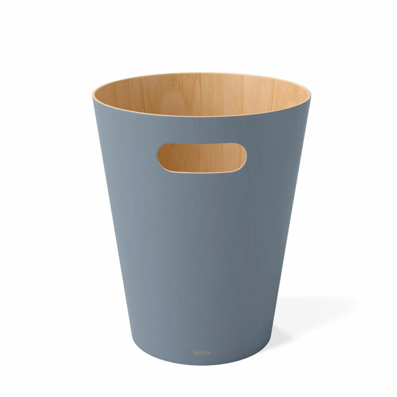 Umbra Abfalleimer Woodrow, Papierkorb, Holz, Schieferblau, 7.5 L, 082780-1050