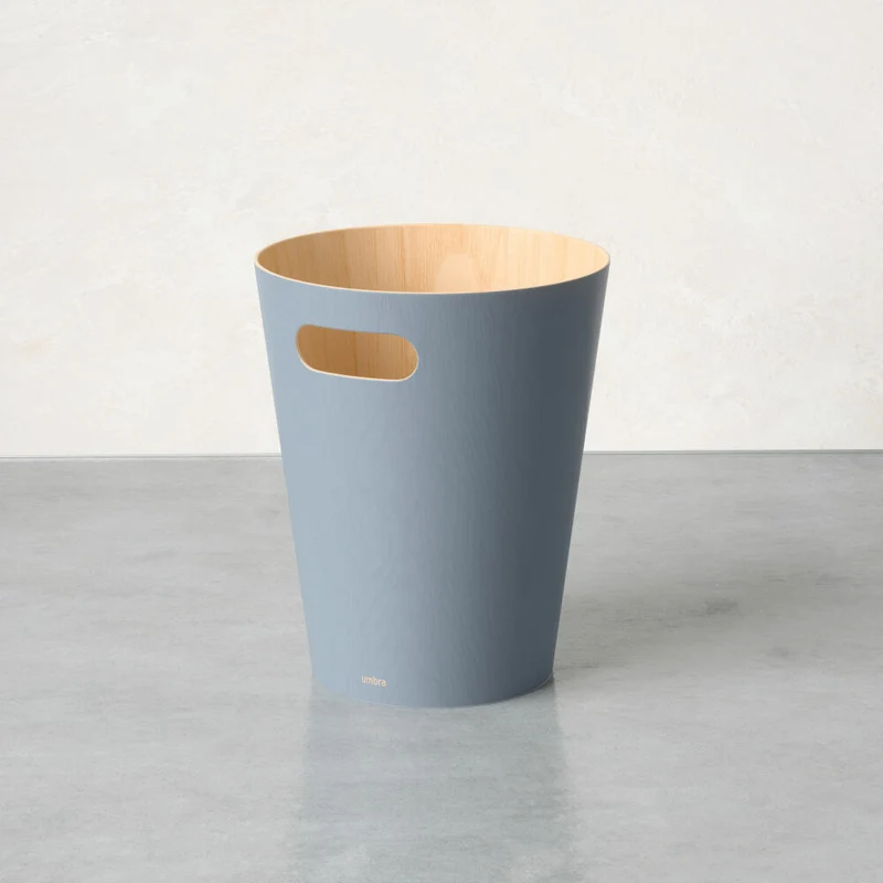 Umbra Abfalleimer Woodrow, Papierkorb, Holz, Schieferblau, 7.5 L, 082780-1050