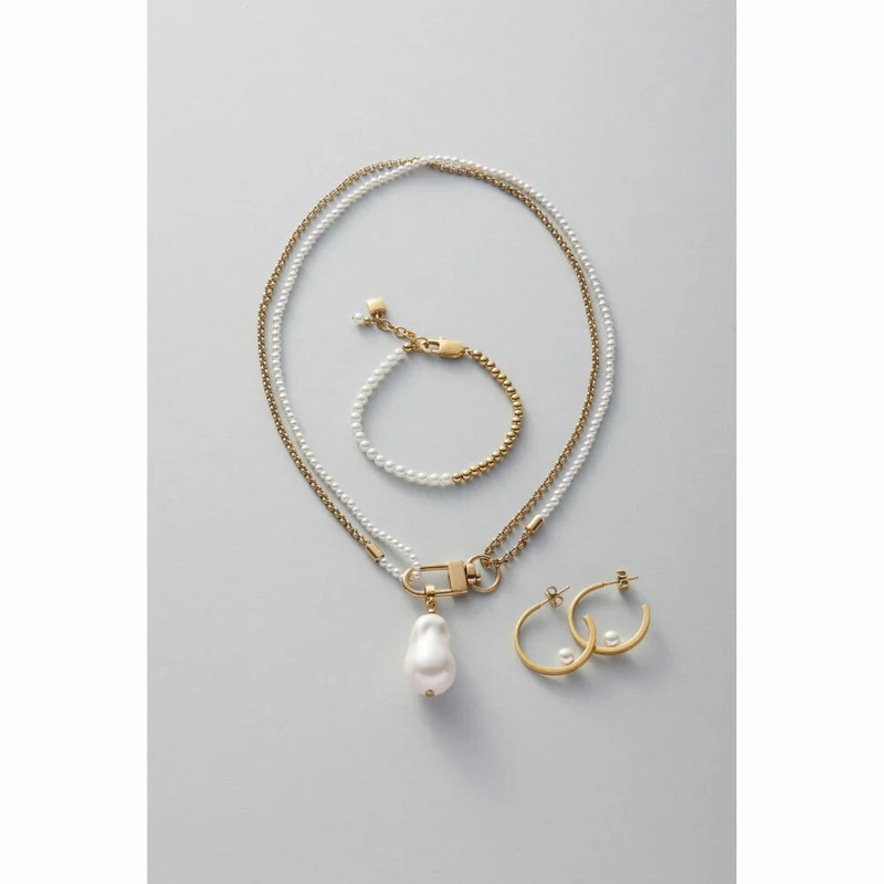 Leonardo Jewels Halskette 48 gold Lucinda, Kette, Schmuckkette, Modeschmuck, Edelstahl IP gold, Muschelperlen, 024329
