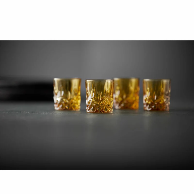 Lyngby Glas Messglas Sorrento Amber 4er Set, Messbecher, Glas, Braun, 40 ml, 32013
