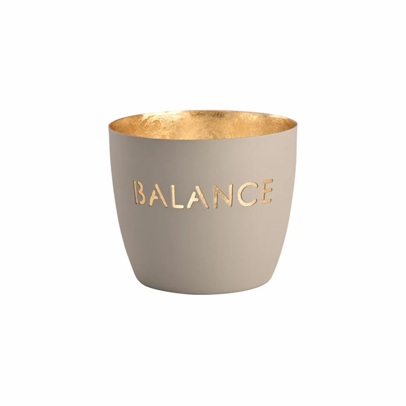 Gift Company Windlicht Madras Balance M, Teelichthalter, Kerzenhalter, Eisen, Flannel / Gold, H 8.5 cm, 1145004030