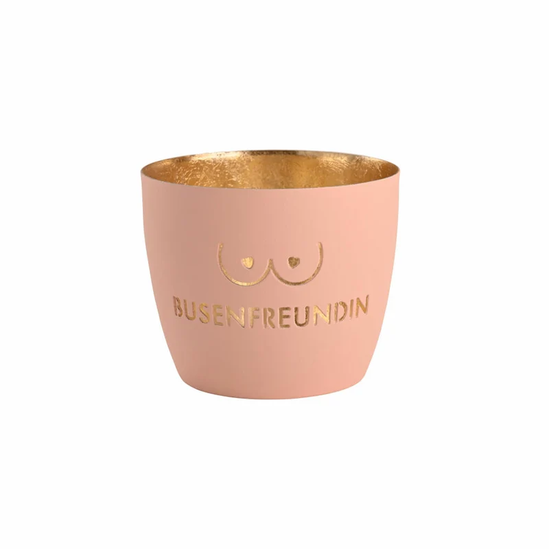 Gift Company Windlicht Madras Busenfreundin M, Teelichthalter, Kerzenhalter, Eisen, Pastellrosa / Gold, H 8.5 cm, 1145304012