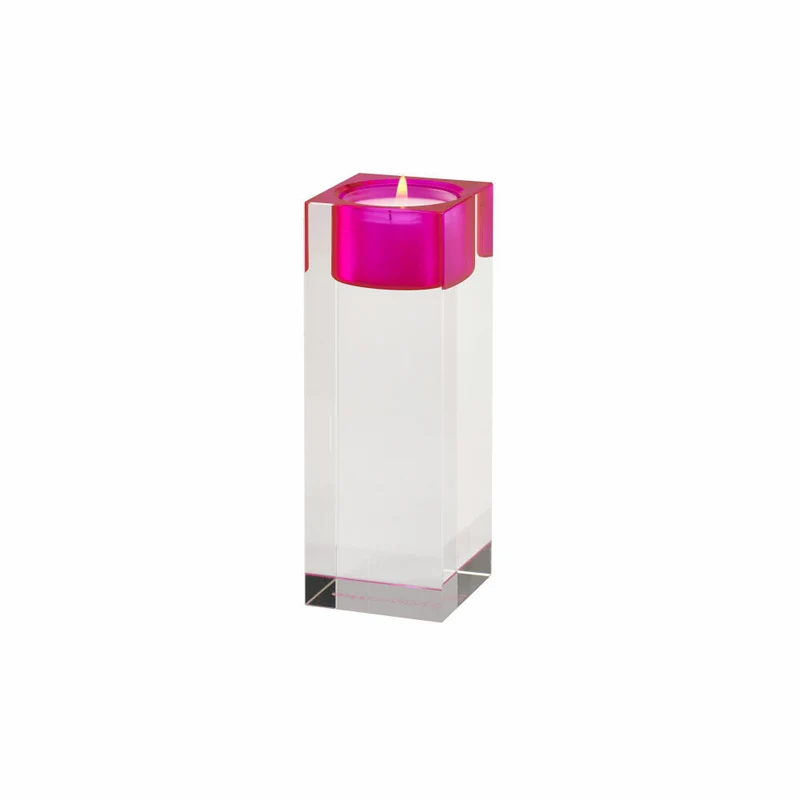 Gift Company Teelichthalter Sari L, Kerzenhalter, Dekolicht, Kristallglas, Pink / Transparent, H 13.6 cm, 1127505013