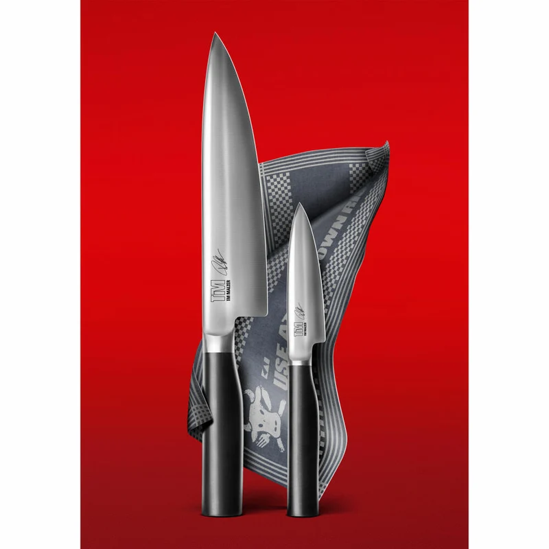 Kai Kamagata Tim Mälzer Set, 3-tlg., Kochmesser, Messer, Grubentuch, TMK-W24
