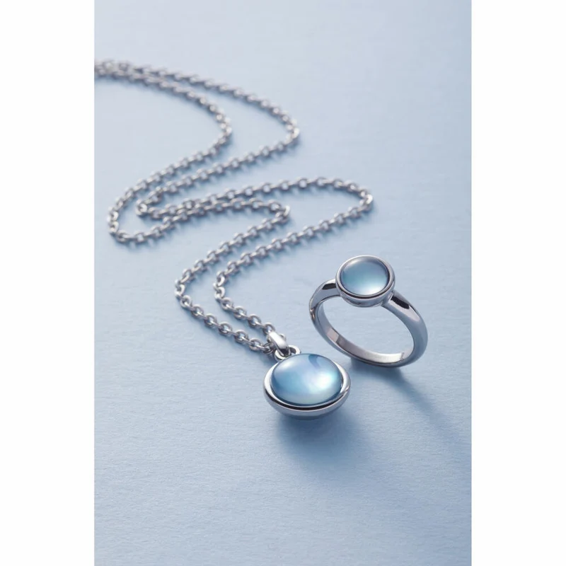 Leonardo Jewels Ring Bea grey blue, Fingerring, Fingerschmuck, Schmuck, Größe 17, Edelstahl, Glasperle, 024359