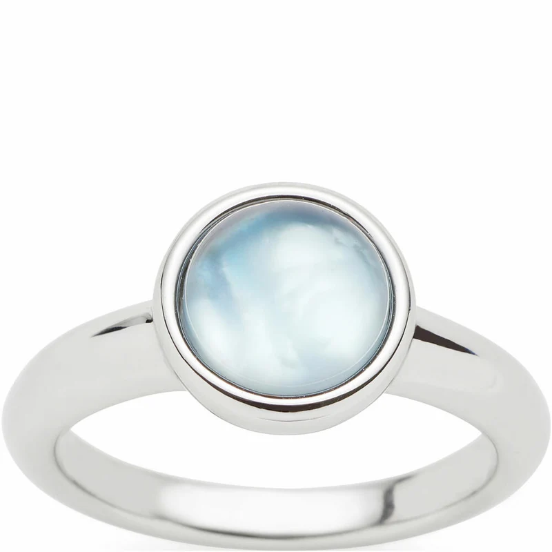 Leonardo Jewels Ring Bea grey blue, Fingerring, Fingerschmuck, Schmuck, Größe 17, Edelstahl, Glasperle, 024359
