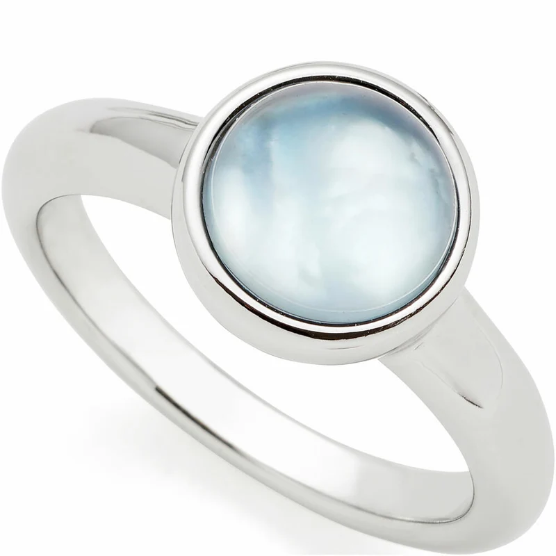Leonardo Jewels Ring Bea grey blue, Fingerring, Fingerschmuck, Schmuck, Größe 19, Edelstahl, Glasperle, 024361
