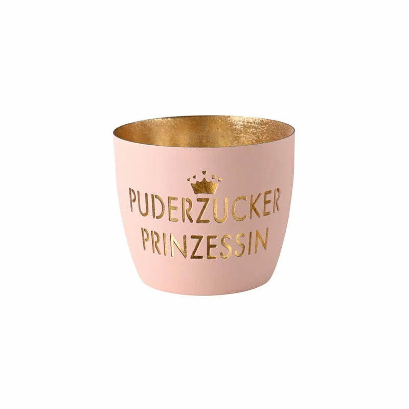 Gift Company Windlicht Madras Puderzucker Prinzessin M, Teelichthalter, Kerzenhalter, Eisen, Pastellrosa / Gold, H 8.5 cm, 1172504076